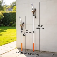 Outsunny 6.5ft 2-In-1 Manual Pole Saw for Tree Trimming, Aluminium Telescopic Long Reach Pole Pruner with Sharp 65Mn Steel Blade(m-3)
