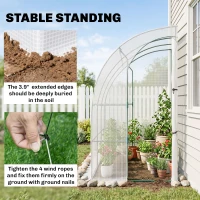 Outsunny 7' x 4' x 7' Outdoor Lean to Greenhouse, Walk-In Green House Plant Nursery with Roll-up Window, PE Cover, White(m-7)