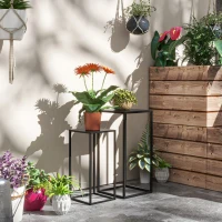 Outsunny Set of 2 Plant Stands, Decorative Flower Display Holder for Living Room Balcony(m-1)
