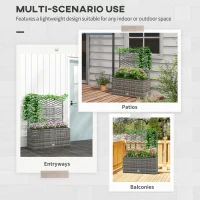 Outsunny Wicker Raised Garden Bed with Trellis, 42" Tall Outdoor Planter Box, Mixed Grey(m-4)