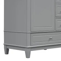 Stylish Bathroom Vanity with Easy-Clean Ceramic Sink and 3 Pre-Drilled Holes, Ideal Cabinet for Modern Bathrooms, 30" L x 18.5" W x 33.5" H, Gray(m-13)
