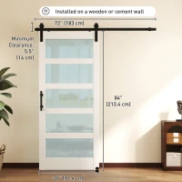HOMCOM Sliding Door, 36" x 84" Sliding Barn Door with Hardware Kit Included & Handle, PVC Surface, White(m-3)