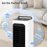 HOMCOM Room Air Cooler with Ice Packs, Ice Cooling Fan Water Humidifier Unit with Remote, Timer, Oscillating(m-6)
