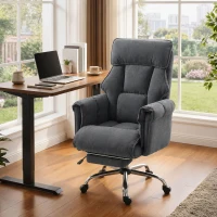 HOMCOM Desk Chair, Computer Office Chair with Footrest, Adjustable Backrest and Headrest, Dark Grey(m-1)