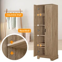 Multi-functional Storage Cabinet with Adjustable and Fixed Shelves, Tall Organizer Cabinet for Bathroom and Office, 23.5'' L x 17'' W x 71'' H, Brown(m-4)