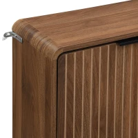 Modern Shoe Cabinet with Solid Tapered Wood Legs, Walnut Shoe Organizer with Double-Tier Storage, 41.5'' L x 9.5'' W x 36'' H, Walnut(m-10)