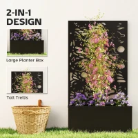 Outsunny Metal Garden Bed with Trellis for Climbing Plants, Freestanding or Wall Mounted Flower Bed for Garden, Patio, Balcony(m-4)
