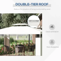 Outsunny 10' x 13' Outdoor Gazebo, Double Roof Patio Gazebo Canopy Shelter with Screen Decorate Corner Frame, White(m-4)