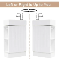 Practical Bathroom Vanity with 2-Tier Storage Shelves and Toilet Paper Holder, Compact Cabinet for Small Bathrooms, 18.5" L x 10.5" W x 33" H, White(m-5)