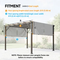 Outsunny 2 Pcs UV Protection Pergola Replacement Canopy, Pergola Shade Cover, Easy to Install, for 10' x 10' Pergola, Light Grey(m-3)
