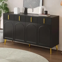 Spacious Sideboard with Adjustable Shelves, Versatile Storage Cabinet for Living and Dining Rooms, 47" L x 15" W x 32.5" H, Black(m-1)