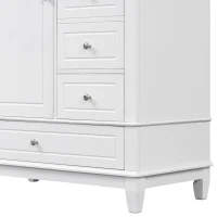 Spacious Bathroom Vanity with 3 Drawers and One-Door Cabinet, Freestanding Cabinet for Small Bathrooms, 36" L x 18.5" W x 33.5" H, White(m-13)