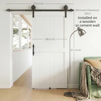 HOMCOM 42inx84in Barn Door with 7FT Sliding Door Hardware Kit, Handle, Upgraded Rollers and Floor Guide, Waterproof, White(m-5)