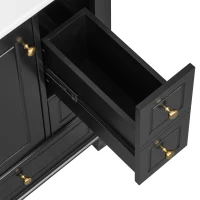 Spacious Bathroom Vanity with 3 Drawers and One-Door Cabinet, Freestanding Cabinet for Small Bathrooms, 24" L x 18.5" W x 34" H, Black(m-11)