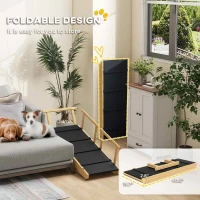 PawHut Dog Ramp, Adjustable Height Pet Steps, Foldable Dog Stairs with Non-slip Mat for Small to Large Dogs(m-7)