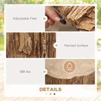 HOMCOM Concrete End Table, Tree Stump Shape Side Table for Indoors and Outdoors, Set of 2, Natural(m-6)