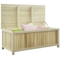 Outsunny 45 Gallon Wooden Storage Box patio Deck Box Bench, Garden Backyard Outdoor Storage Container, Natural(m-9)