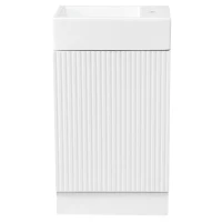 Practical Bathroom Vanity with 2-Tier Storage Shelves and Toilet Paper Holder, Compact Cabinet for Small Bathrooms, 18.5" L x 10.5" W x 33" H, White(m-2)