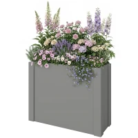 Outsunny Raised Garden Bed Galvanized Planter Box Outdoor with Gloves for Gardening Vegetables, Flower, Herb, 2.6 x 1 x 2 ft, Gray(m-1)