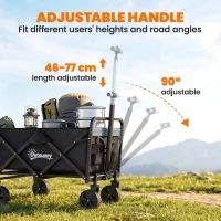 Outsunny Steel Frame Folding Garden Cart, Collapsible Wagon with Telescopic Handle and All-Terrain Wheels(m-5)