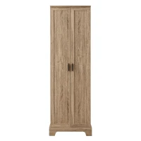 Multi-functional Storage Cabinet with Adjustable and Fixed Shelves, Tall Organizer Cabinet for Bathroom and Office, 23.5'' L x 17'' W x 71'' H, Brown(m-2)