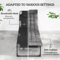 Outsunny 29.5" Wide Folding Chaise Lounge Chair Outdoor Tanning Chair, Camping Cot with Cushion, Side Pocket, Dark Grey(m-6)