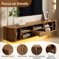 Wall-Mount Floating TV Cabinet with Built-In Cable Management, Sleek Modern Wooden Media Console with Open Shelves, 69'' L x 12'' W x 12'' H, Walnut(m-4)