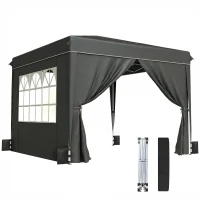 Outsunny 10 x 10 ft Pop Up Canopy Tent with Sidewalls, UPF50+ Outdoor Portable Instant Canopy Shelter with Carry Bag, Black(m-1)