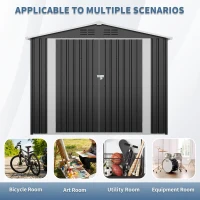 Vented Bike Storage House with Reinforced Roof Beams, Outdoor Metal Storage Shed for Backyard, 93.5'' L x 43.5'' W x 72.5'' H, Black(m-4)