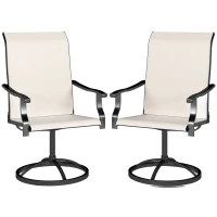 Outsunny Outdoor Swivel Dining Chairs Set of 2, High Back Swivel Chairs with All Weather Mesh for Deck, Backyard, Poolside, White(m-9)