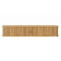 Wall-Mount Floating TV Cabinet with Built-In Cable Management, Sleek Modern Wooden Media Console with Open Shelves, 69'' L x 12'' W x 12'' H, Natural(m-2)