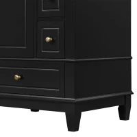 Spacious Bathroom Vanity with 3 Drawers and One-Door Cabinet, Freestanding Cabinet for Small Bathrooms, 24" L x 18.5" W x 34" H, Black(m-13)