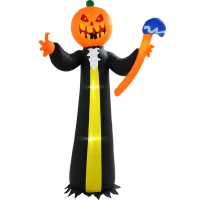 HOMCOM 10ft Inflatable Halloween Pumpkin Head Ghost with Hammer, Blow Up LED  Display for Garden Indoor Outdoor(m-11)