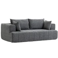 HOMCOM 3 Seater Sofa, Chenille Boneless Cloud Couch with Thick Spring Cushion, Wide and Deep Seat, Wide Armrests, Grey(m-13)