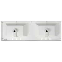 60-inch Resin Vanity Top with Undermount Rectangular Double Sinks, Undermount Sink Countertop with Built-In Overflow, 59'' L x 19.5'' W x 7'' H, White(m-6)