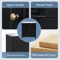 Stylish Bathroom Vanity with Easy-Clean Ceramic Sink and 3 Pre-Drilled Holes, Ideal Cabinet for Modern Bathrooms, 30" L x 18.5" W x 33.5" H, Black(m-6)