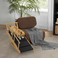PawHut Dog Ramp, Adjustable Height Pet Steps, Foldable Dog Stairs with Non-slip Mat for Small to Large Dogs(m-10)