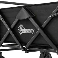 Outsunny Steel Frame Folding Garden Cart, Collapsible Wagon with Telescopic Handle and All-Terrain Wheels(m-11)
