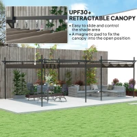 Outsunny 10' x 10' Outdoor Gazebo, UPF30+ Retractable Pergola Canopy, Free Standing Metal Pergola Kit, Brown(m-4)