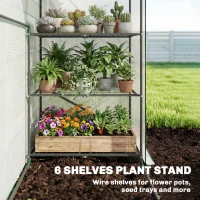Outsunny Greenhouse for Outdoors, Portable Greenhouse with 6 Shelves, UV-Resistant PE Cover, Roll-Up Door, White(m-4)