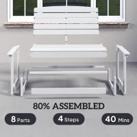 Outsunny Patio Glider Bench w/ HDPE Slatted Double Rocking Chair, Distressed White(m-9)
