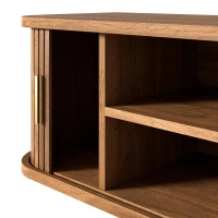 Wall-Mount Floating TV Cabinet with Built-In Cable Management, Sleek Modern Wooden Media Console with Open Shelves, 69'' L x 12'' W x 12'' H, Walnut(m-9)