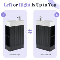 Practical Bathroom Vanity with 2-Tier Storage Shelves and Toilet Paper Holder, Compact Cabinet for Small Bathrooms, 18.5" L x 10.5" W x 33" H, Black(m-4)