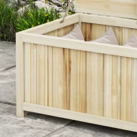 Outsunny 45 Gallon Wooden Storage Box patio Deck Box Bench, Garden Backyard Outdoor Storage Container, Natural(m-7)