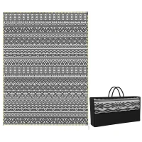Outsunny Outdoor Rug Carpet with USB Lights Reversible Patio Rug with Carry Bag for Camping 12' x 9'(m-11)