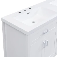Double Sink Bathroom Vanity with Integrated Resin Sinks, 4-Drawer Storage Vanity for Modern Bathrooms, 59'' L x 19.5'' W x 33.5'' H, White(m-10)