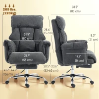HOMCOM Desk Chair, Computer Office Chair with Footrest, Adjustable Backrest and Headrest, Dark Grey(m-3)