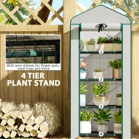 Outsunny Mini Greenhouse with Screen Roof, Portable Small Greenhouse with Roll-Up Zipper Door, 27.6" x 19.7" x 62.2", White(m-6)