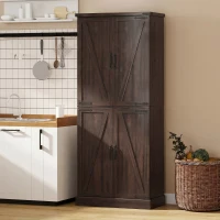 HOMCOM 72" Tall Kitchen Pantry Cabinet, Farmhouse Storage Cabinet with 8 Door Racks and Adjustable Shelves, Distressed Brown(m-10)