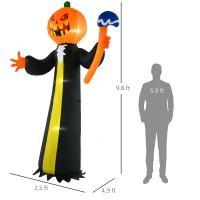 HOMCOM 10ft Inflatable Halloween Pumpkin Head Ghost with Hammer, Blow Up LED  Display for Garden Indoor Outdoor(m-3)
